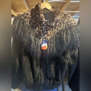 Black and Leopard Teddy Jacket